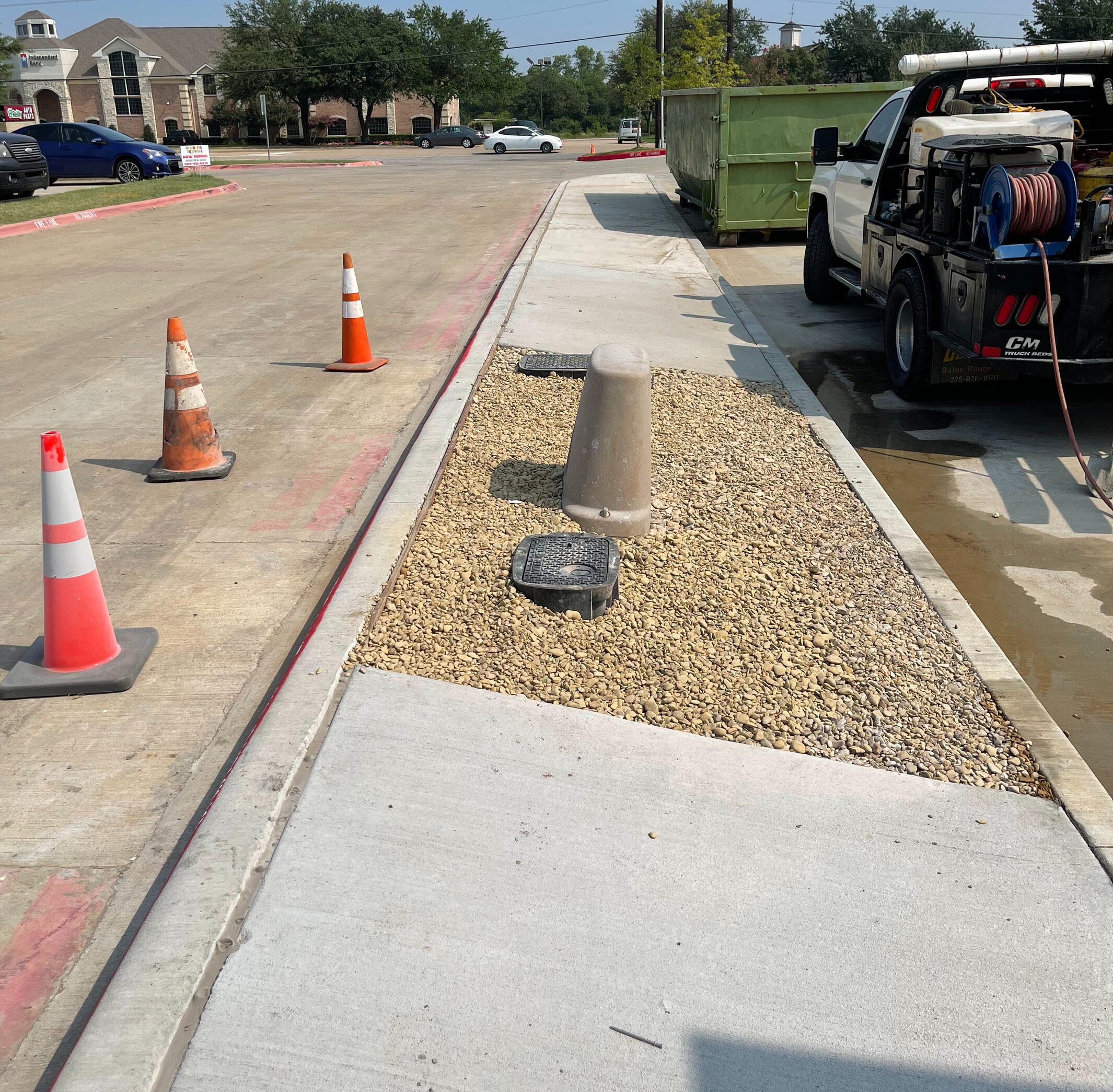 Residential sprinkler valve boxes installed in gravel in Texarkana, Texas. Expert irrigation system layout and protection for East Texas homeowners.